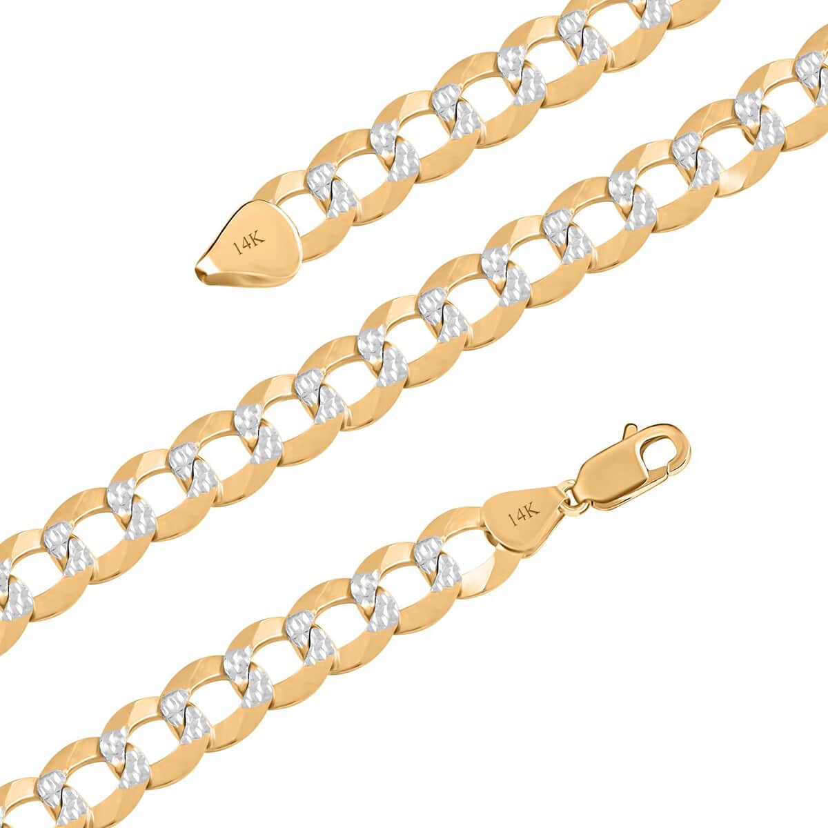 14K Yellow Gold Diamond-Cut Curb Necklace 22 Inches 64.4 Grams image number 2