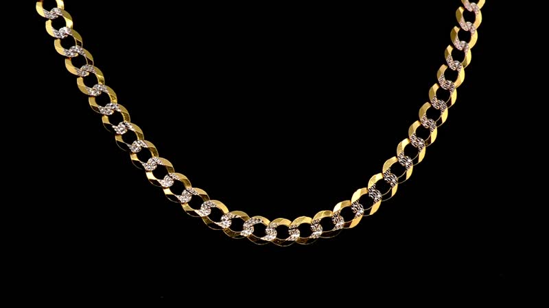14K Yellow Gold Diamond-Cut Curb Necklace 22 Inches 48.4 Grams