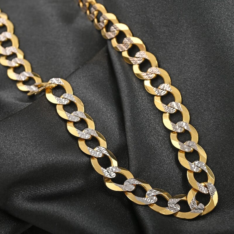 14K Yellow Gold Diamond-Cut Curb Necklace 22 Inches 48.4 Grams