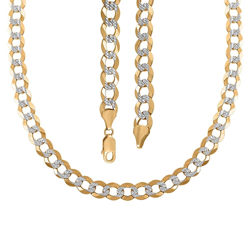 14K Yellow Gold Diamond-Cut Curb Necklace 22 Inches 48.4 Grams