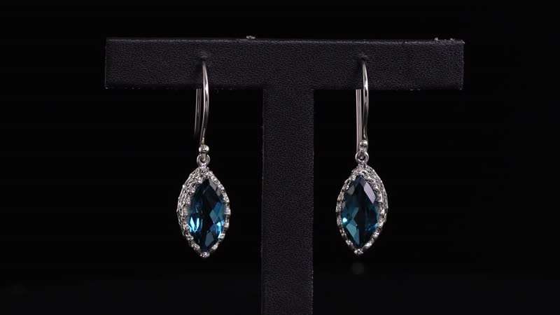 Sajen Silver Celestial Indigo Quartz Doublet Dangle Earring in Platinum Over Sterling Silver 6.30 ctw