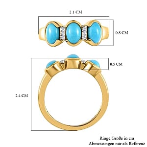 Sleeping Beauty Turquoise and White Zircon 1.55 ctw Ring in 14K YG Over Sterling Silver (Size 5.5)