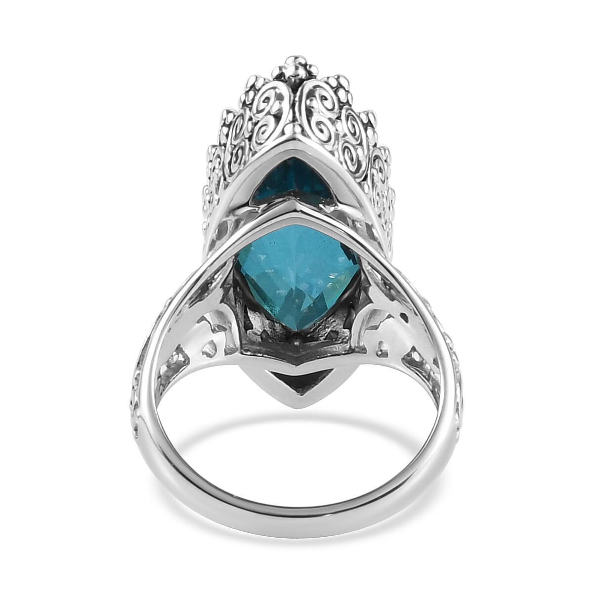 Sajen Silver Celestial Indigo Quartz Doublet Ring in Platinum Over Sterling Silver (Size 11.0) 11.90 ctw image number 3