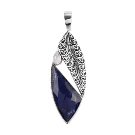 Buy Sajen Silver Blue Sodalite Quartz and Rainbow Moonstone Pendant in  Platinum Over Sterling Silver 7.15 ctw at
