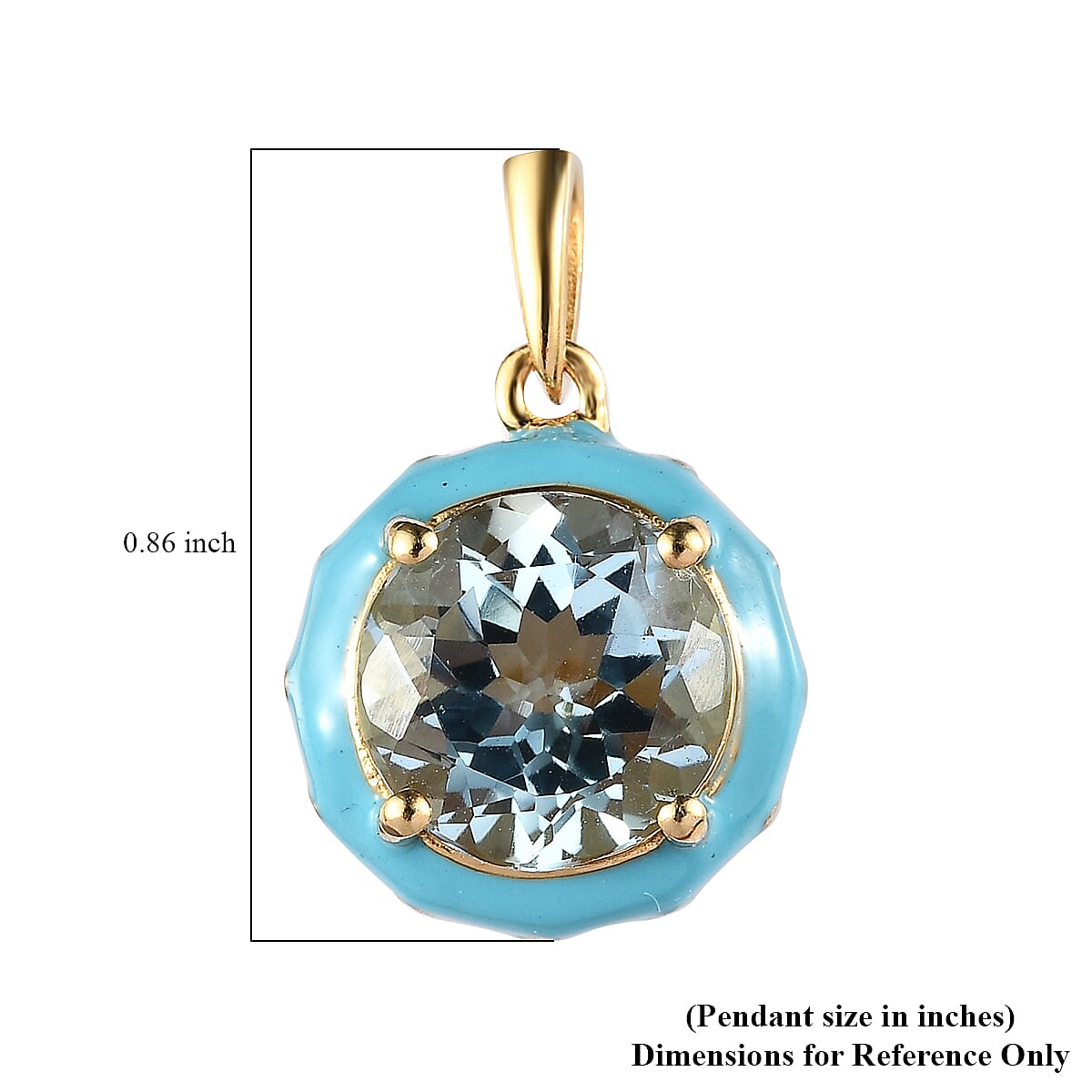 Swiss Blue Topaz, Moissanite, Blue Enameled Pendant in Vermeil YG Over Sterling Silver 4.50 ctw image number 5