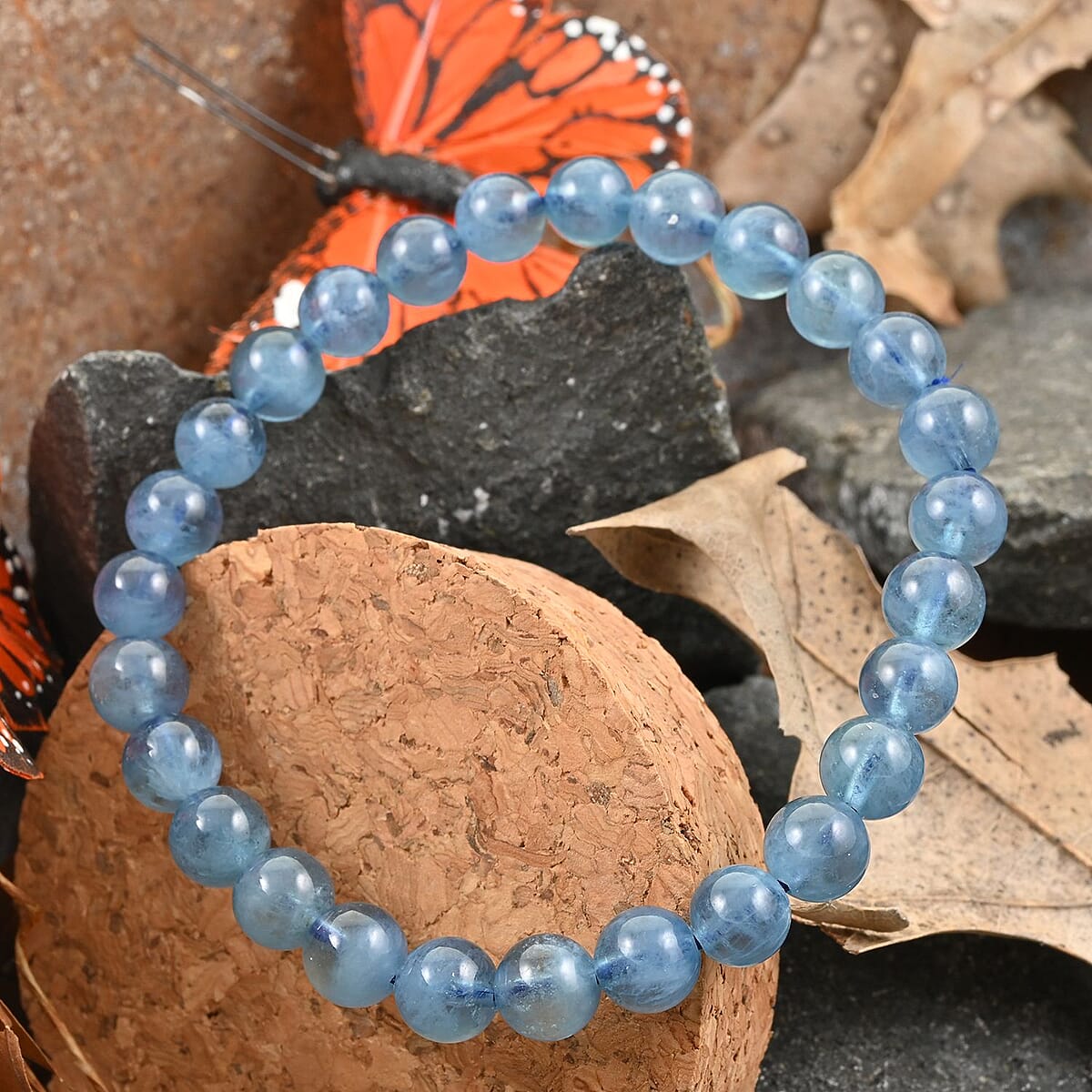 Santa Maria Aquamarine Beaded Stretch Bracelet 64.50 ctw image number 1