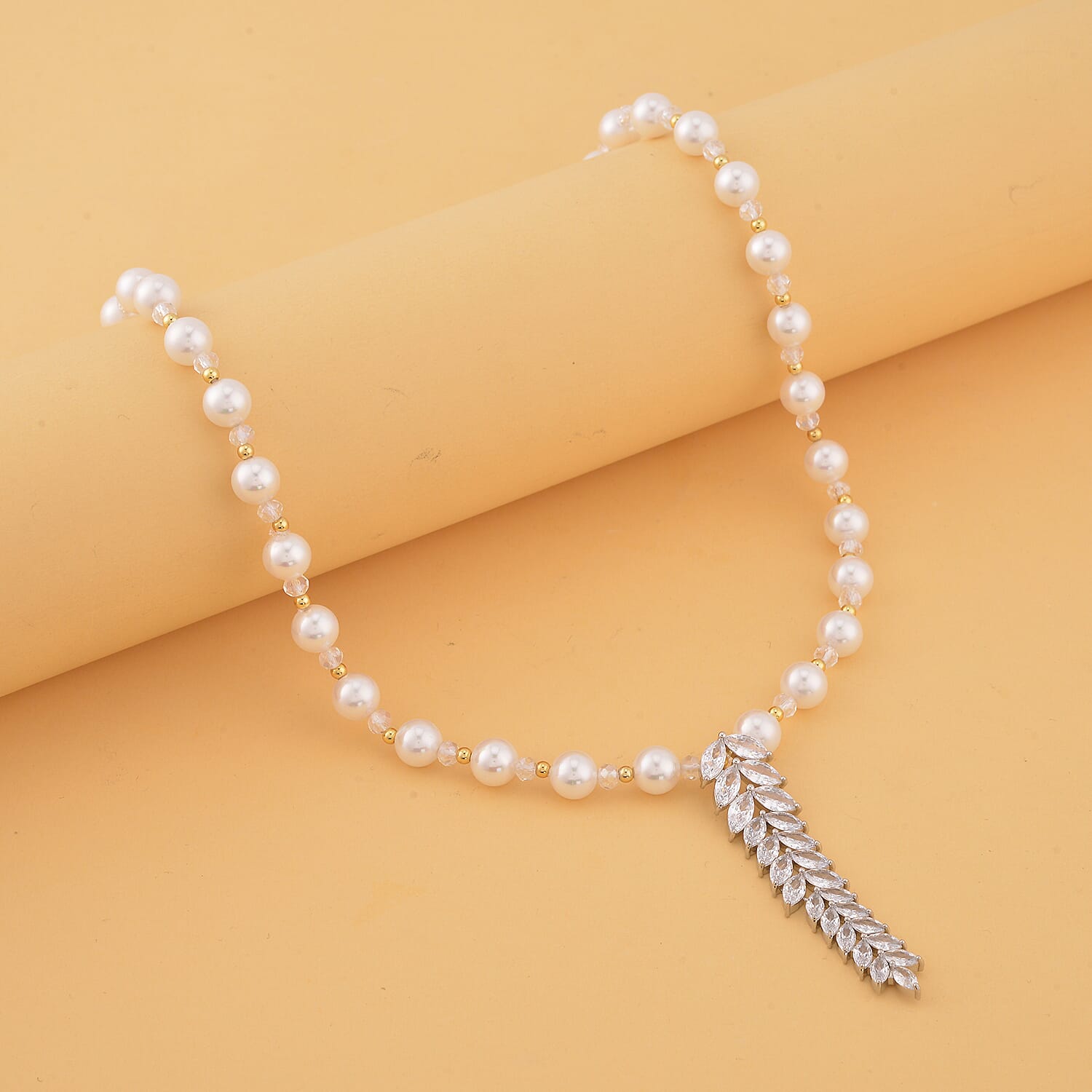 Simulated Diamond and Multi Gemstone Necklace 20-22 Inches in Dualtone 3.00 ctw