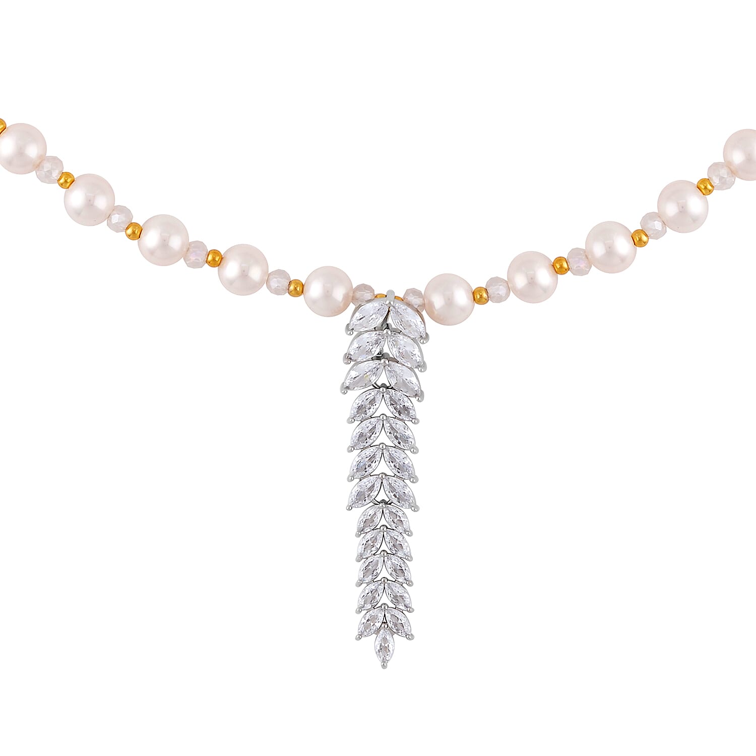 Simulated Diamond and Multi Gemstone Necklace 20-22 Inches in Dualtone 3.00 ctw