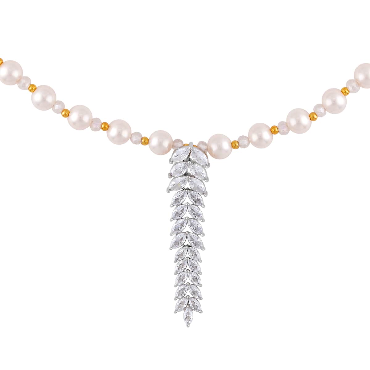 Simulated Diamond and Multi Gemstone Necklace 20-22 Inches in Dualtone 3.00 ctw image number 2