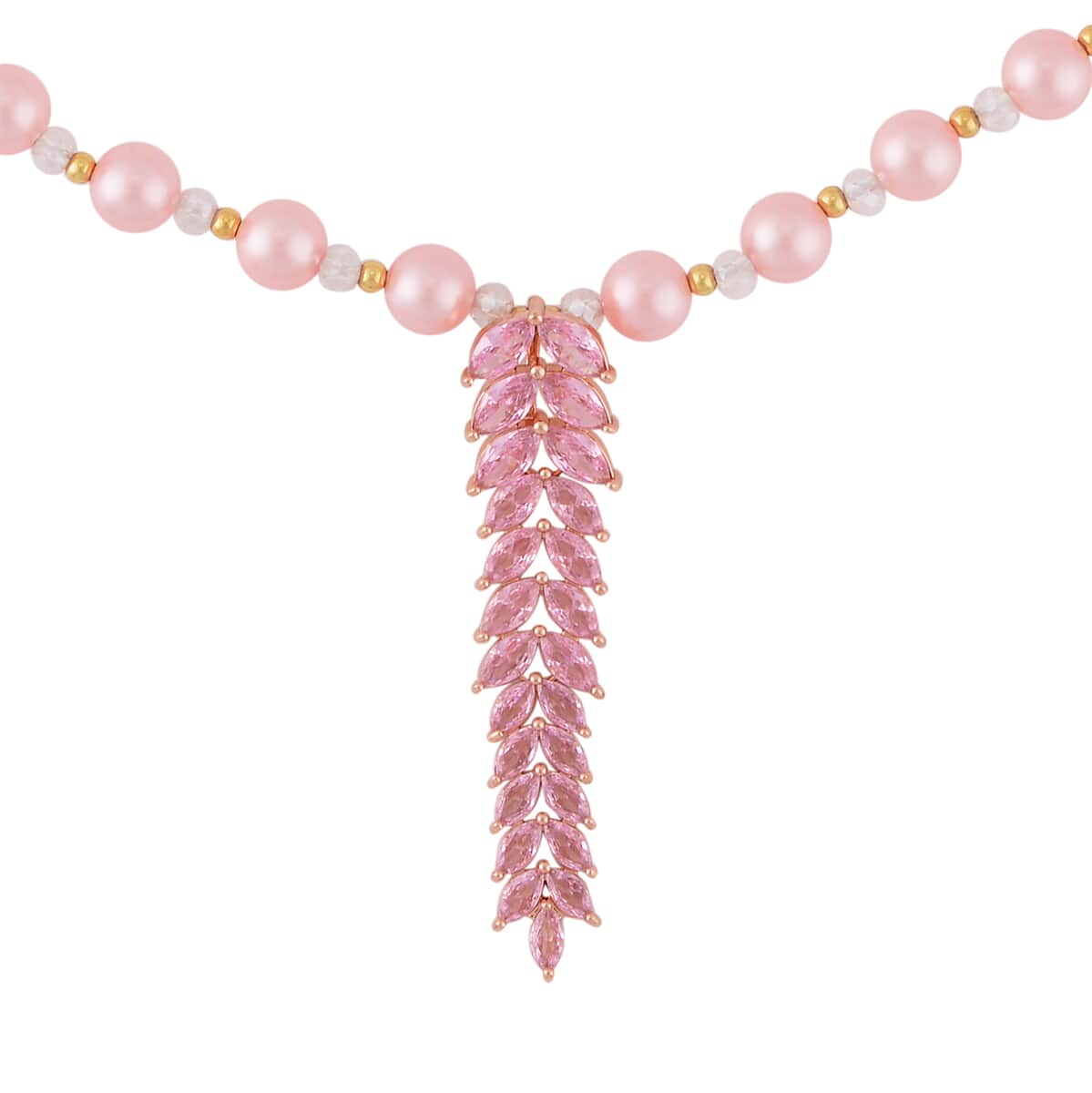 Simulated Pink Diamond and Multi Gemstone Necklace 20-22 Inches in Dualtone 3.00 ctw image number 2