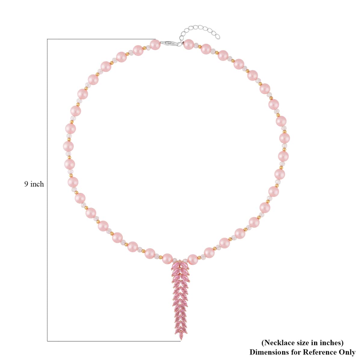 Simulated Pink Diamond and Multi Gemstone Necklace 20-22 Inches in Dualtone 3.00 ctw image number 4