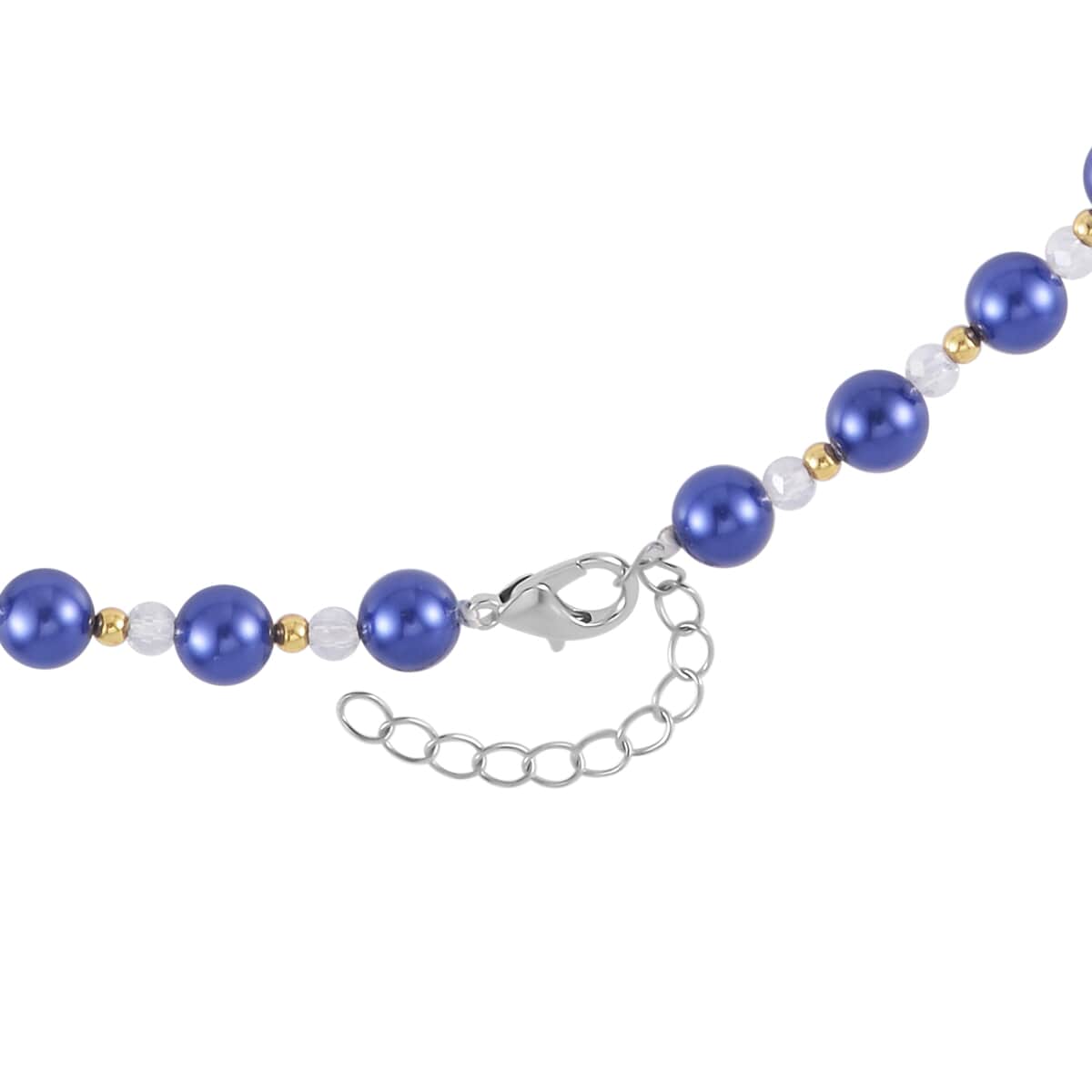 Simulated Blue Diamond and Multi Gemstone Necklace 20-22 Inches in Dualtone 3.00 ctw image number 3