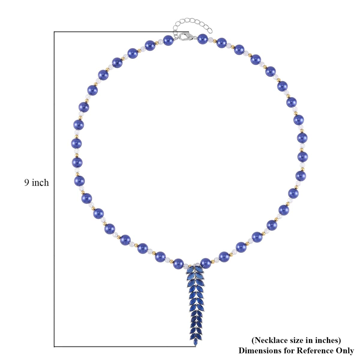 Simulated Blue Diamond and Multi Gemstone Necklace 20-22 Inches in Dualtone 3.00 ctw image number 4