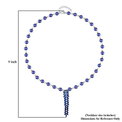 Simulated Blue Diamond and Multi Gemstone Necklace 20-22 Inches in Dualtone 3.00 ctw