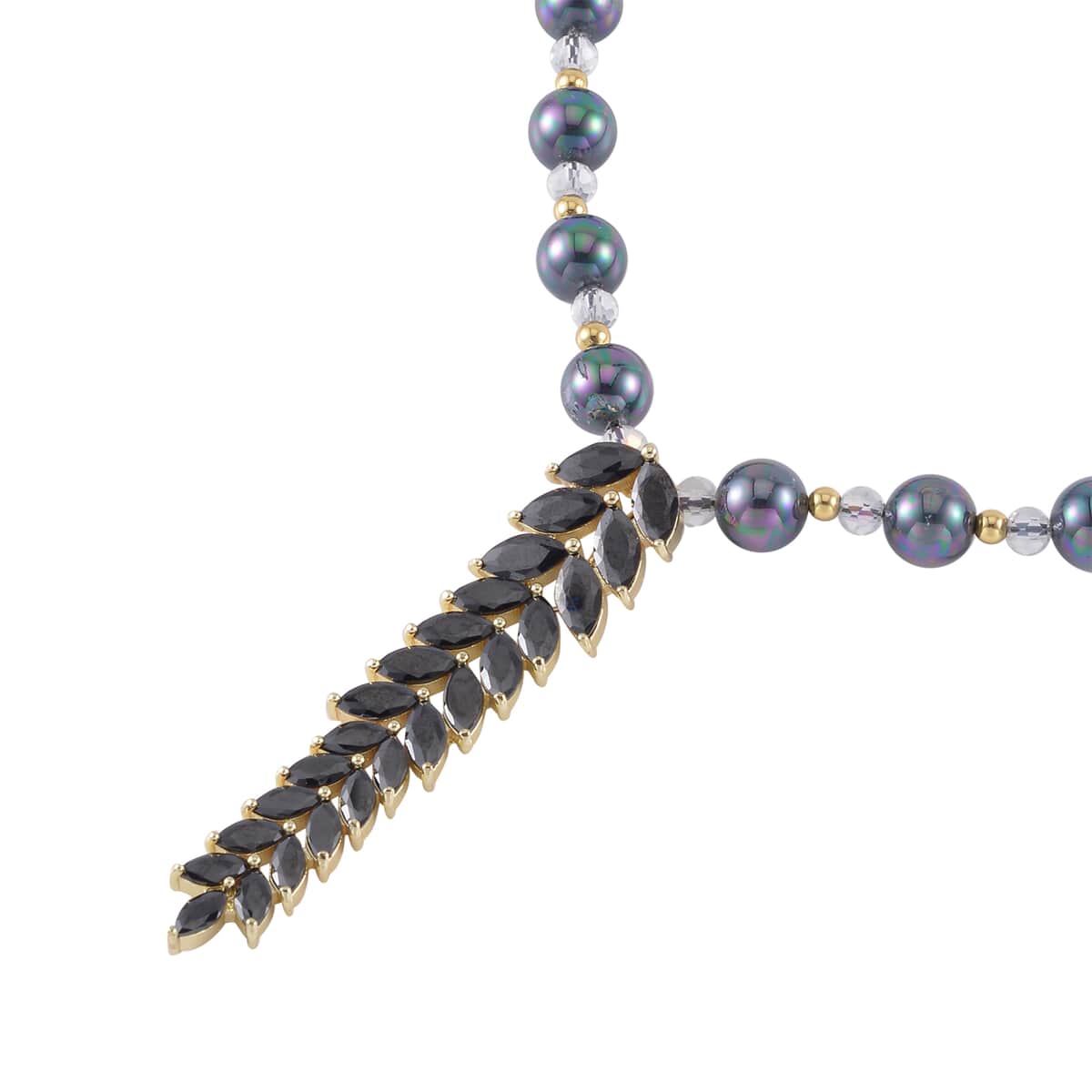 Simulated Black Diamond and Multi Gemstone Necklace 20-22 Inches in Dualtone 3.00 ctw image number 3