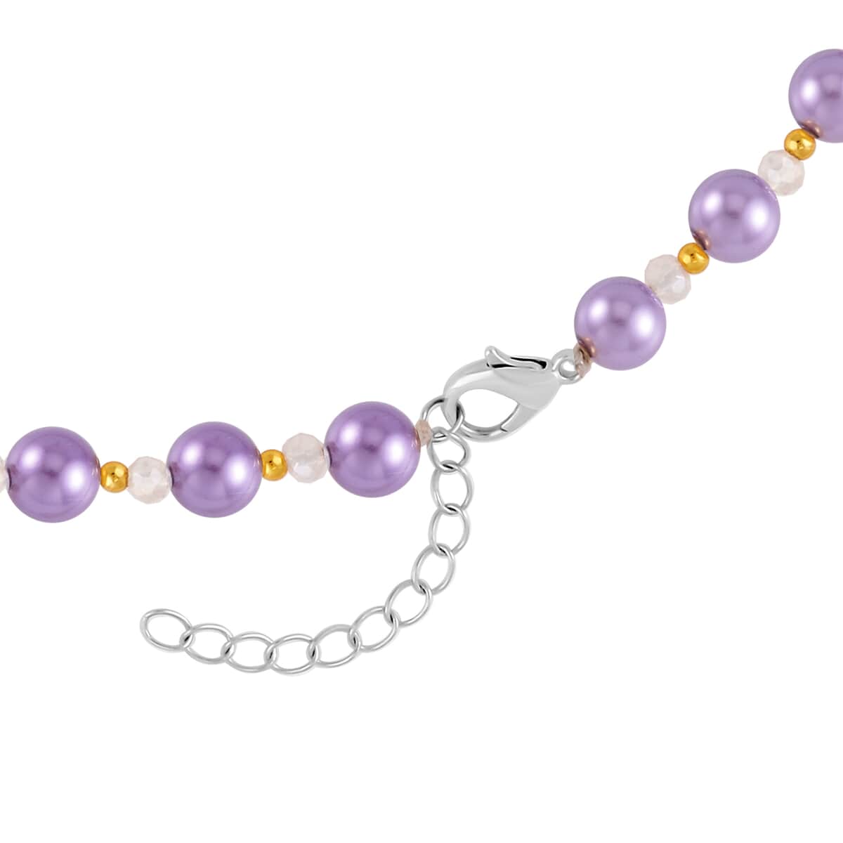 Simulated Purple Diamond and Multi Gemstone Necklace 20-22 Inches in Dualtone 3.00 ctw image number 3