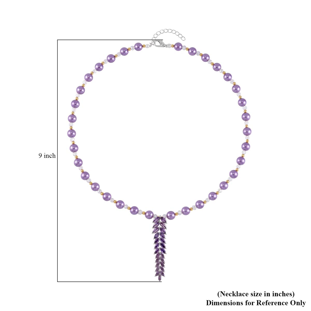 Simulated Purple Diamond and Multi Gemstone Necklace 20-22 Inches in Dualtone 3.00 ctw image number 4