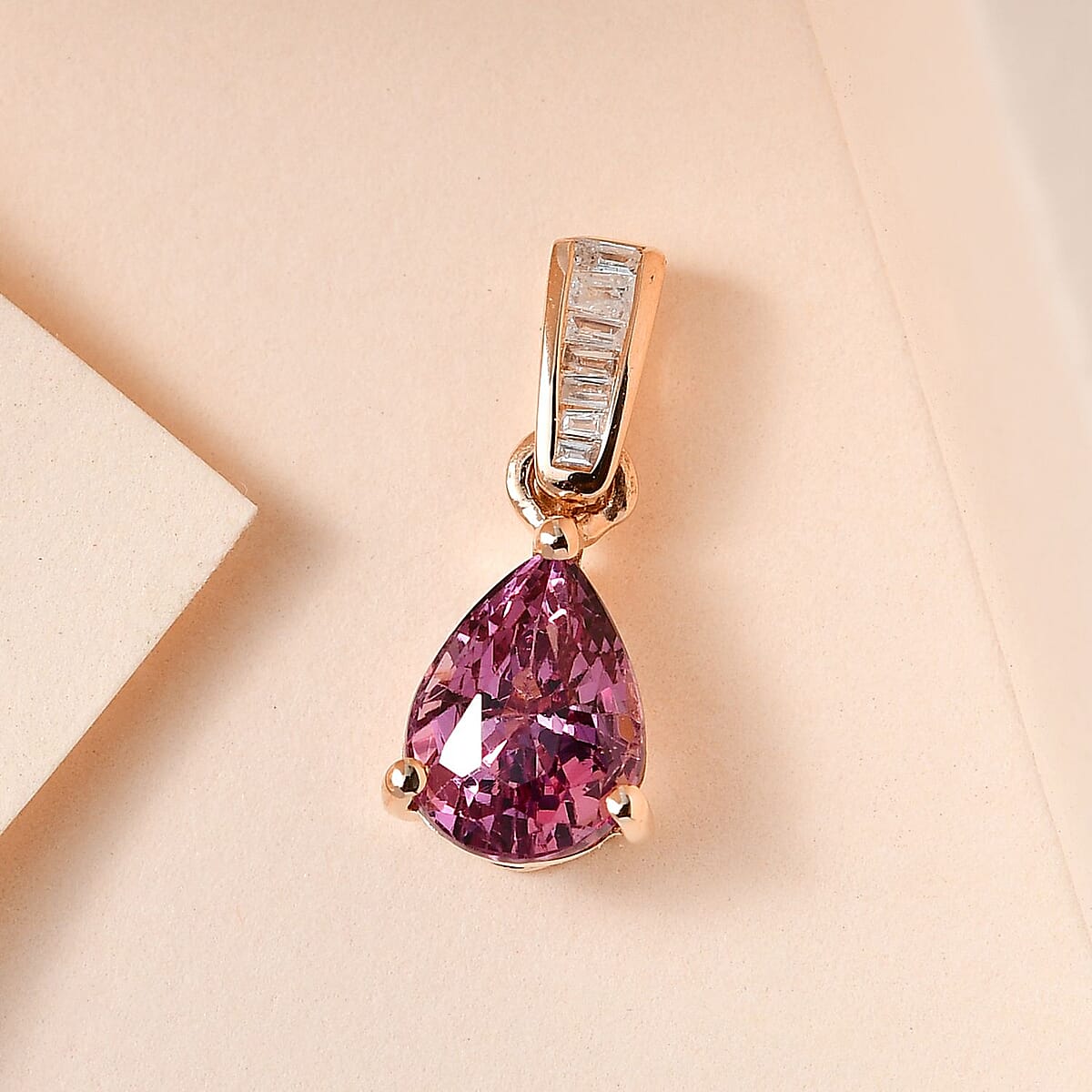 Luxoro 10K Rose Gold Premium Narsipatnam Purple Spinel and G-H I3 Diamond Pendant 1.75 ctw image number 1