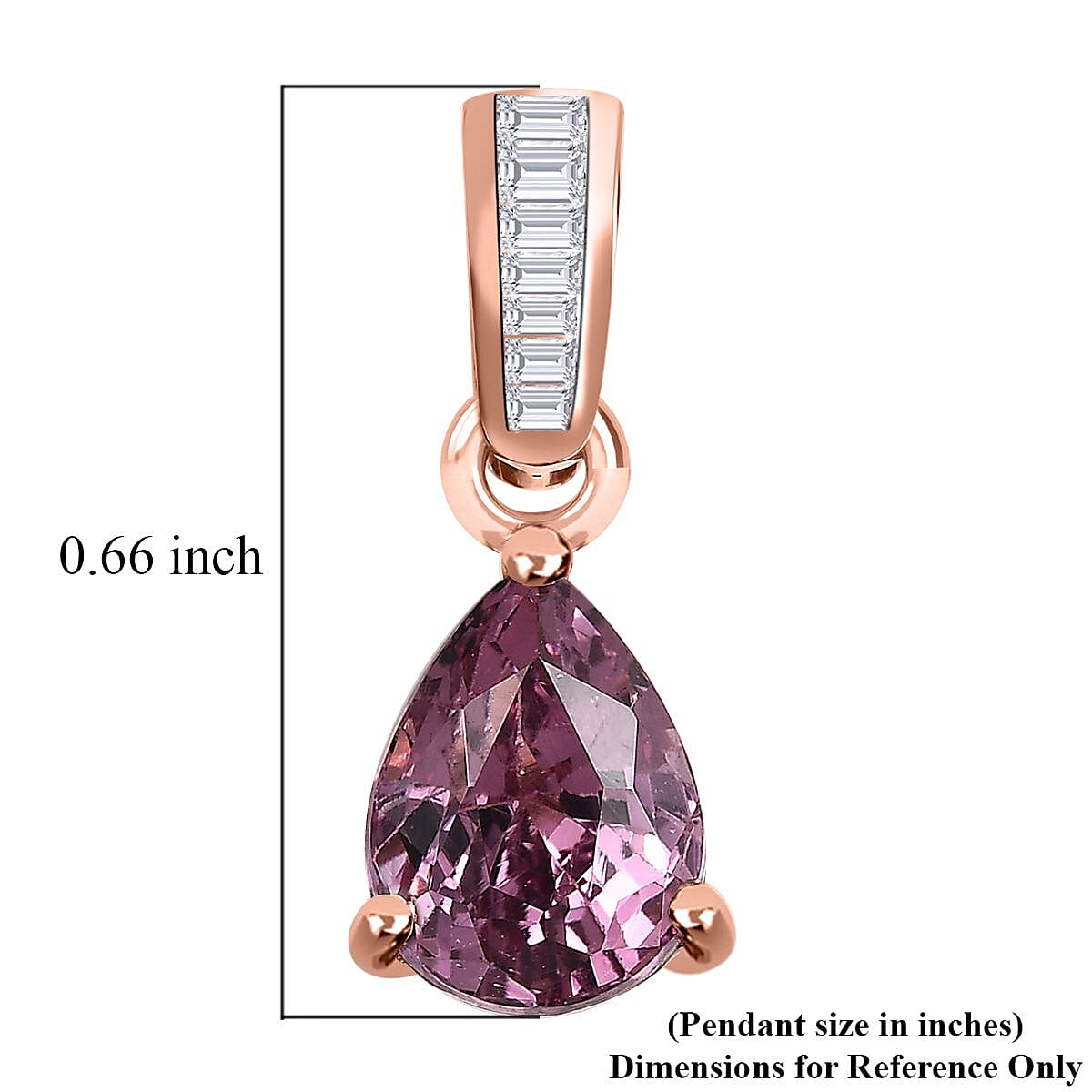 Luxoro 10K Rose Gold Premium Narsipatnam Purple Spinel and G-H I3 Diamond Pendant 1.75 ctw image number 5