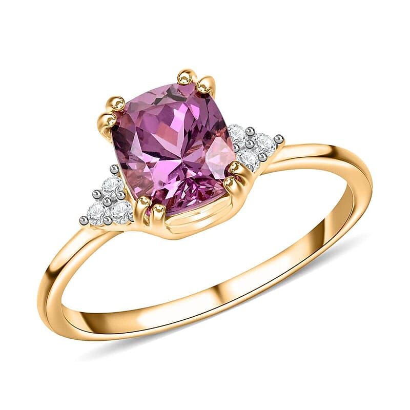 Luxoro 10K Yellow Gold Premium Narsipatnam Purple Spinel and G-H I3 Diamond Ring (Size 7.0) 2.00 ctw