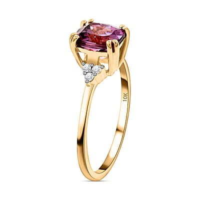 Luxoro 10K Yellow Gold Premium Narsipatnam Purple Spinel and G-H I3 Diamond Ring (Size 7.0) 2.00 ctw