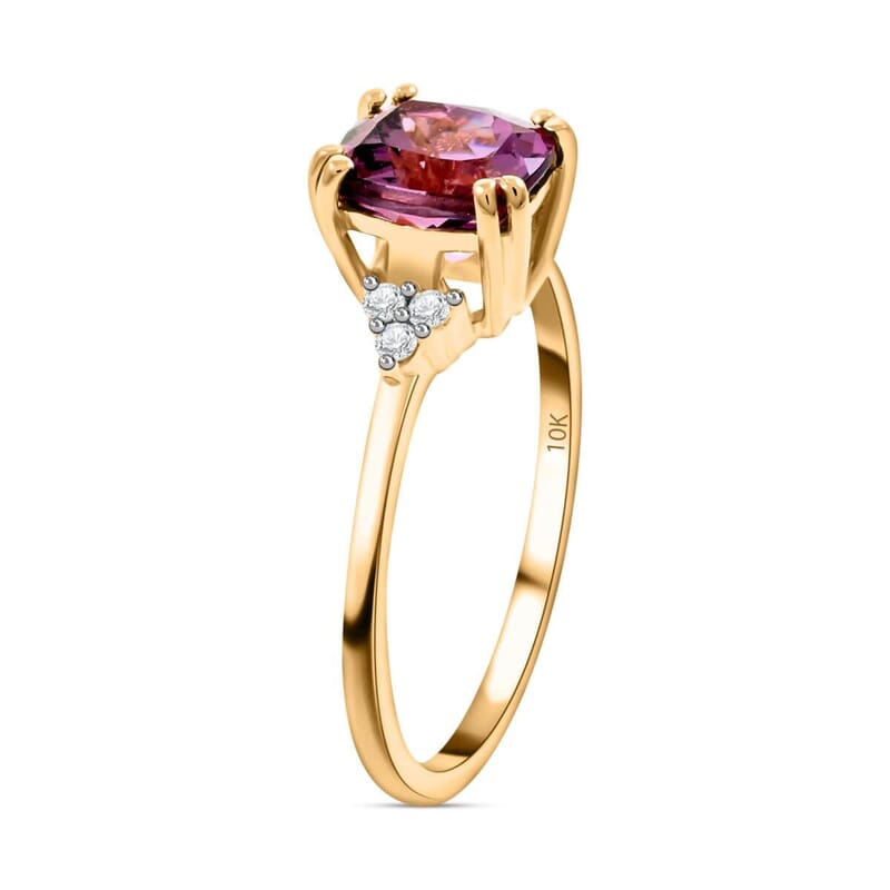 Luxoro 10K Yellow Gold Premium Narsipatnam Purple Spinel and G-H I3 Diamond Ring (Size 7.0) 2.00 ctw
