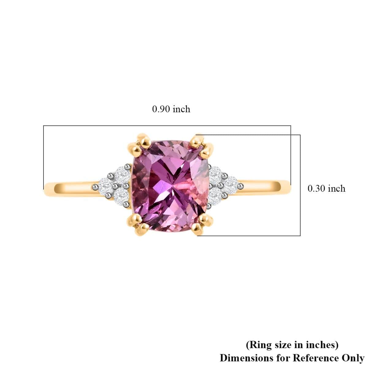 Luxoro 10K Yellow Gold Premium Narsipatnam Purple Spinel and G-H I3 Diamond Ring 2.00 ctw image number 4