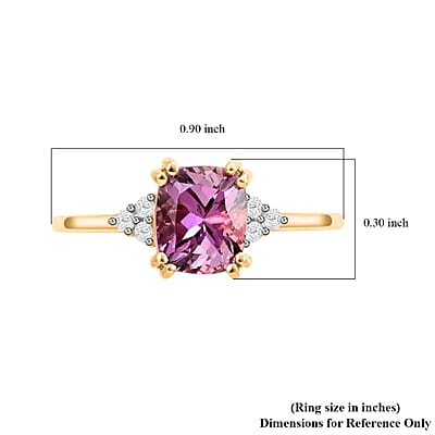 Luxoro 10K Yellow Gold Premium Narsipatnam Purple Spinel and G-H I3 Diamond Ring (Size 7.0) 2.00 ctw