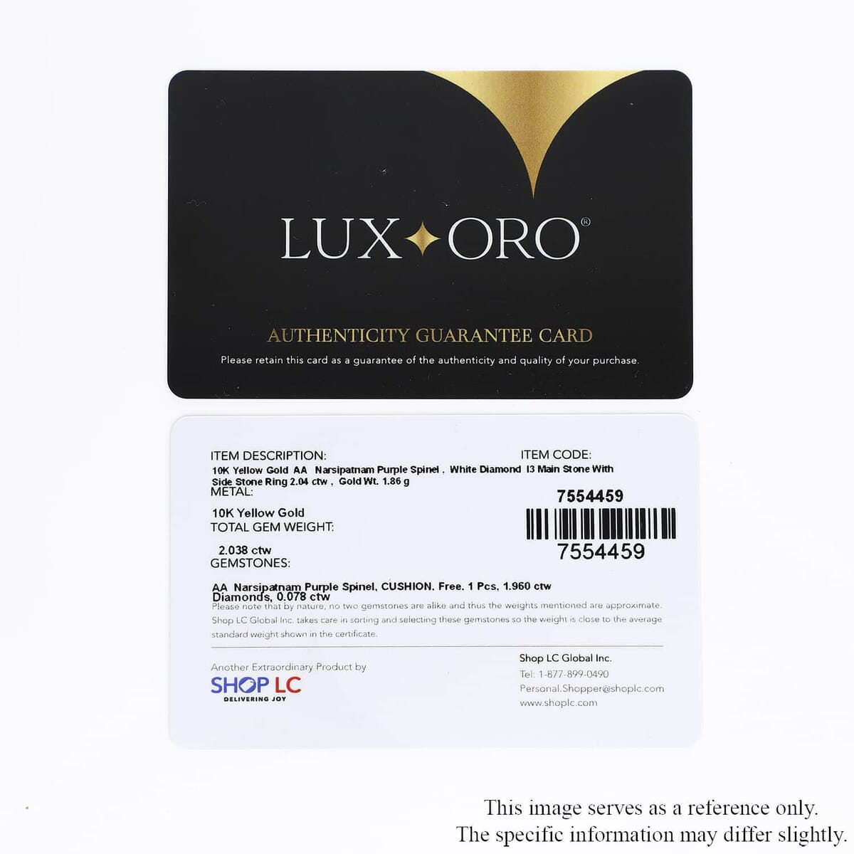 Luxoro 10K Yellow Gold Premium Narsipatnam Purple Spinel and G-H I3 Diamond Ring 2.00 ctw image number 6