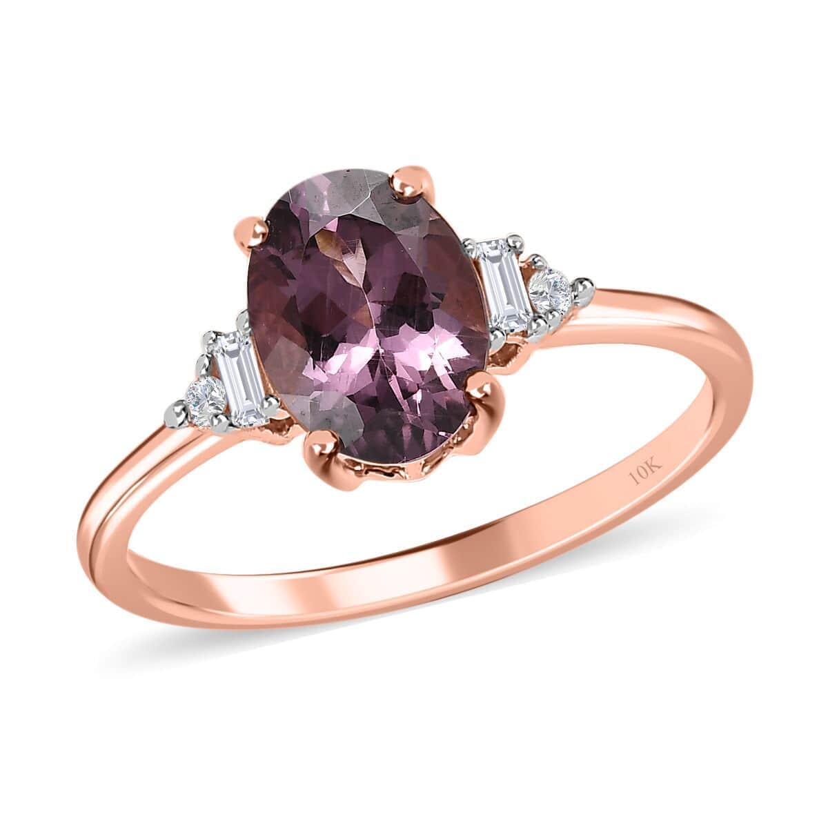 Luxoro 10K Rose Gold Premium Narsipatnam Purple Spinel and G-H I3 Diamond Ring 1.75 ctw image number 0