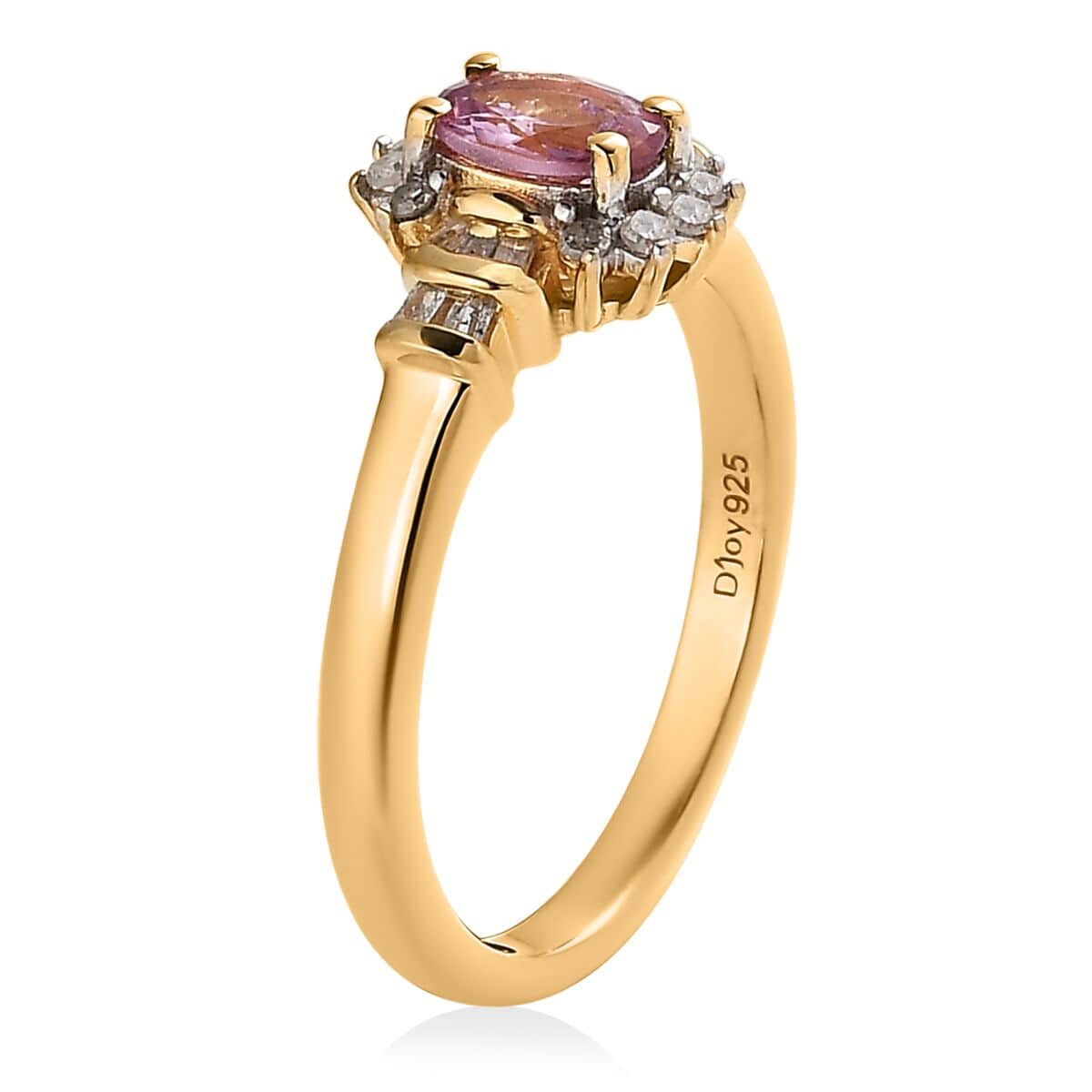 Narsipatnam Purple Spinel, Diamond (0.20 cts) Floral Ring in Vermeil YG Over Sterling Silver (Size 6.0) 0.65 ctw image number 3