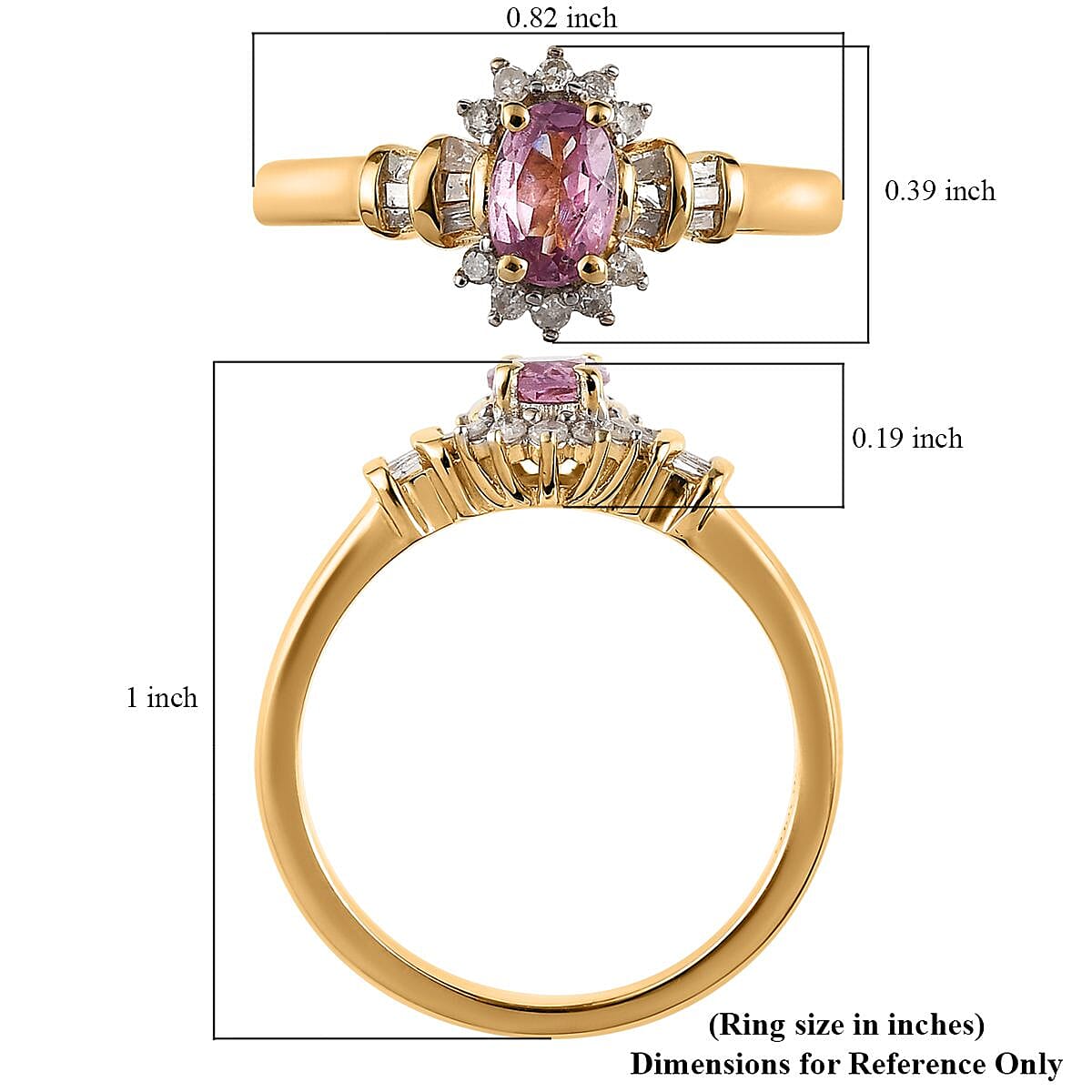 Narsipatnam Purple Spinel and Diamond Floral Ring in Vermeil Yellow Gold Over Sterling Silver (Size 6.0) 0.65 ctw