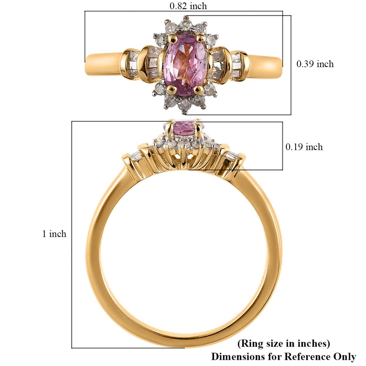 Narsipatnam Purple Spinel, Diamond (0.20 cts) Floral Ring in Vermeil YG Over Sterling Silver (Size 6.0) 0.65 ctw image number 5