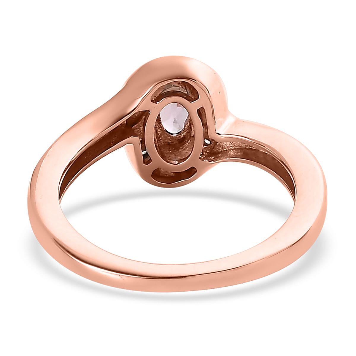 Narsipatnam Purple Spinel, Champagne and White Zircon Sea Waves Ring in Vermeil Rose Gold Over Sterling Silver (Size 10.0) 0.40 ctw