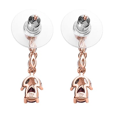 Narsipatnam Purple Spinel and Multi Gemstone Dangling Earrings in Vermeil Rose Gold Over Sterling Silver 1.65 ctw