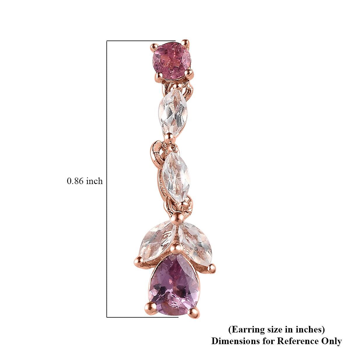 Narsipatnam Purple Spinel and Multi Gemstone Dangling Earrings in Vermeil Rose Gold Over Sterling Silver 1.65 ctw