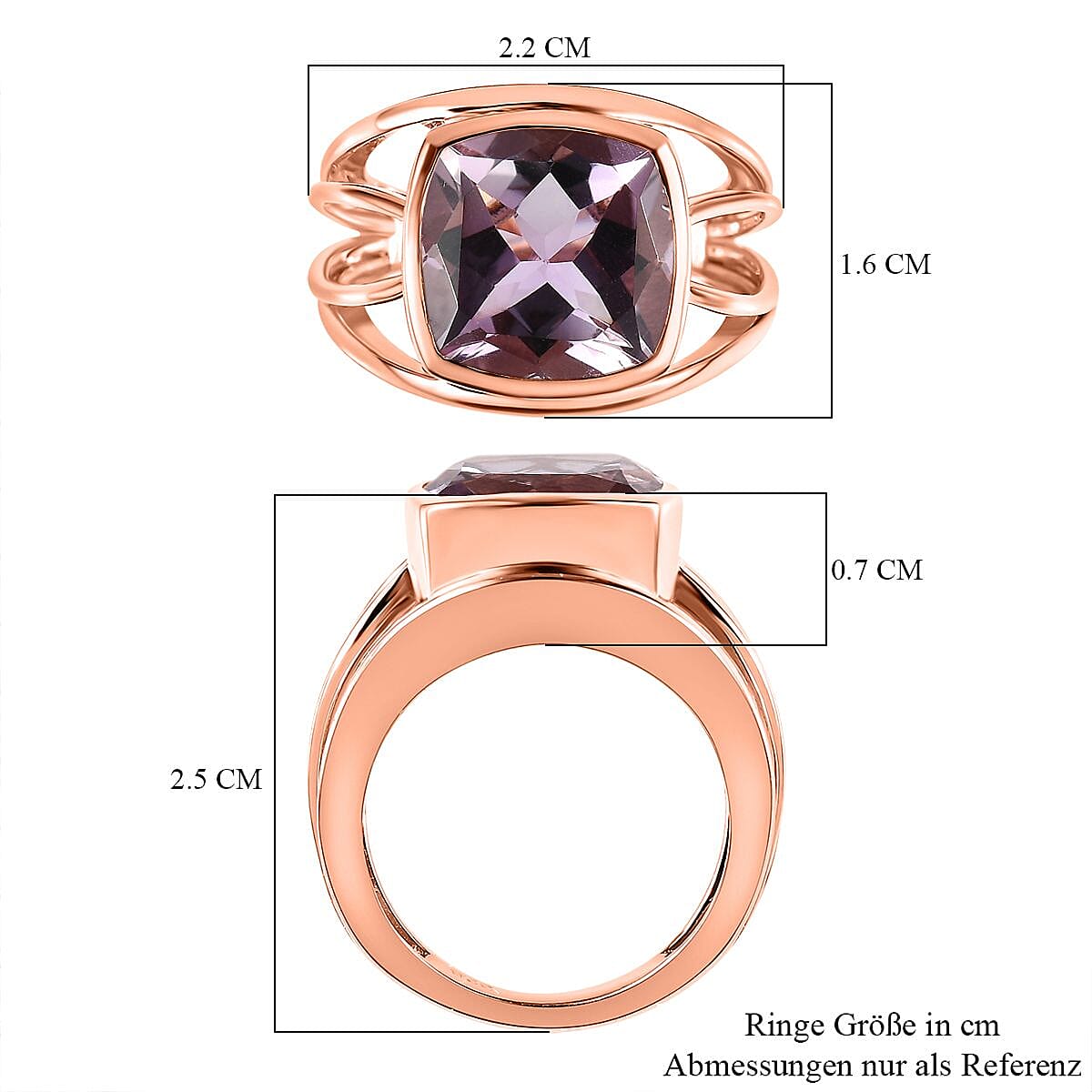 Rose De France Amethyst 5.15 ctw Ring in Vermeil RG Over Sterling Silver (Size 6.5)