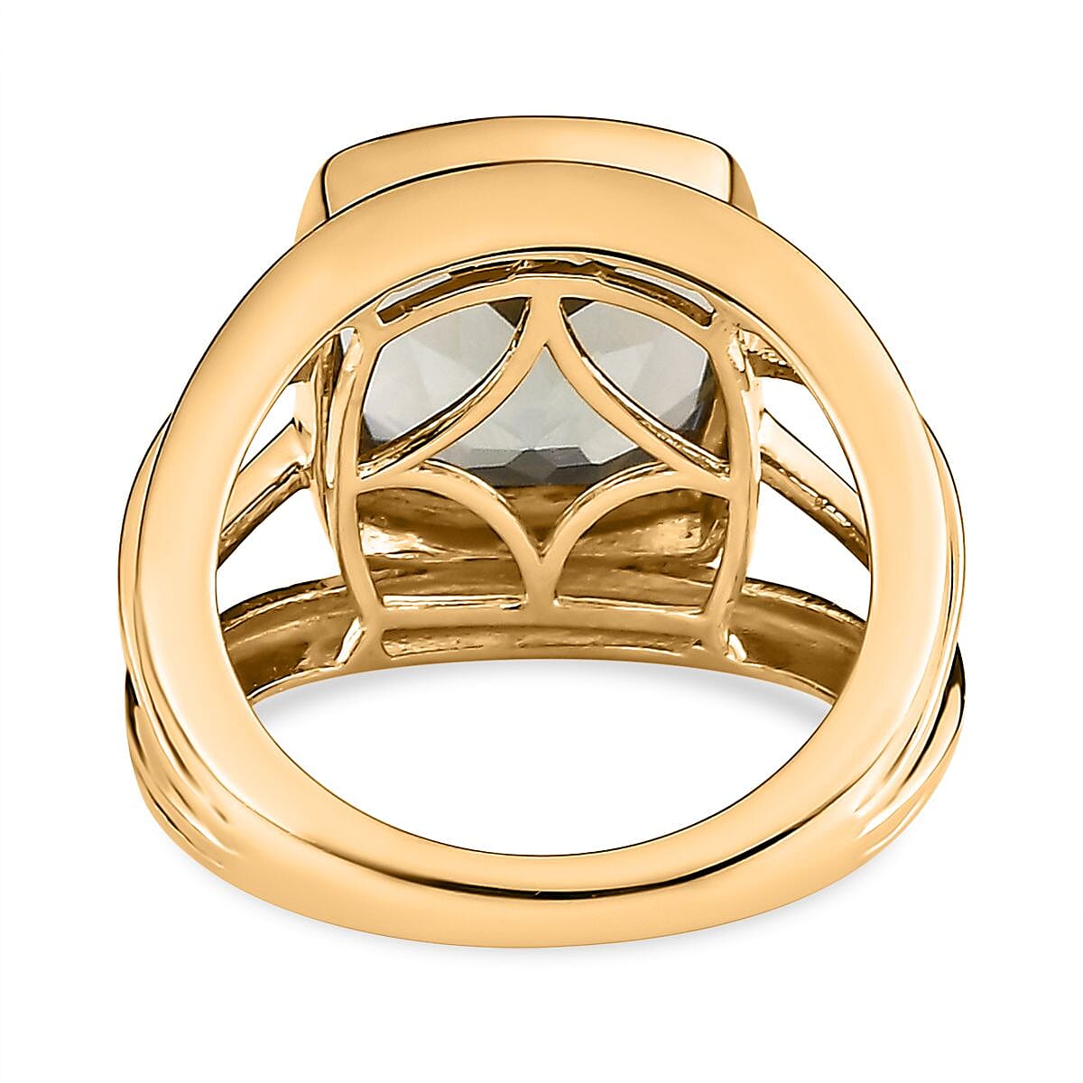 Montezuma Prasiolite 5.60 ctw Ring in Vermeil Yellow Gold Over Sterling Silver (Size 5.5)
