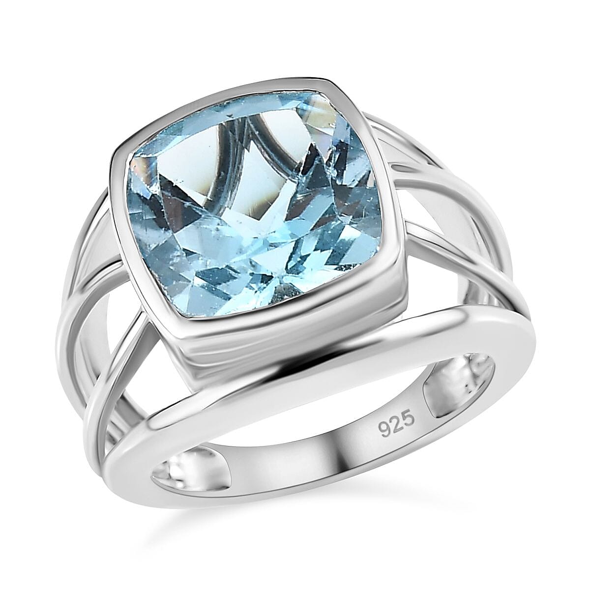 Sky Blue Topaz 5.60 ctw Ring in Platinum Over Sterling Silver (Size 5.5)