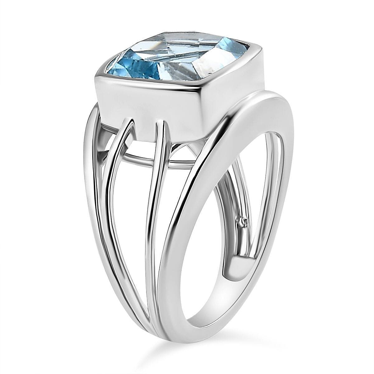 Sky Blue Topaz 5.60 ctw Ring in Platinum Over Sterling Silver (Size 5.5)