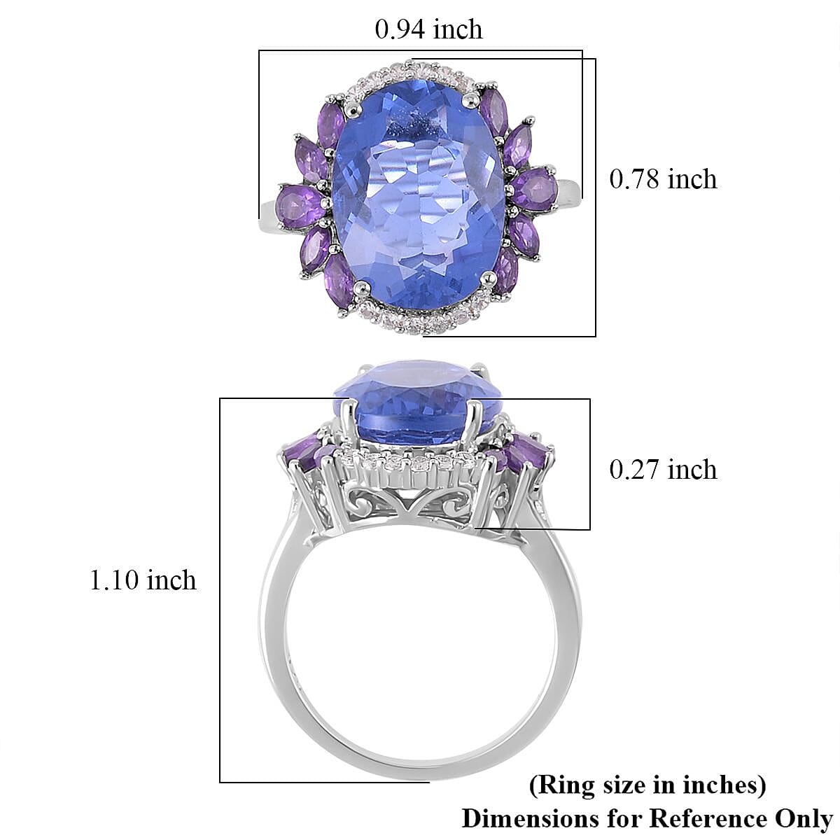 Color Change Fluorite (IR) and Multi Gemstone Floral Ring in Rhodium Over Sterling Silver (Size 7.0) 11.90 ctw image number 5