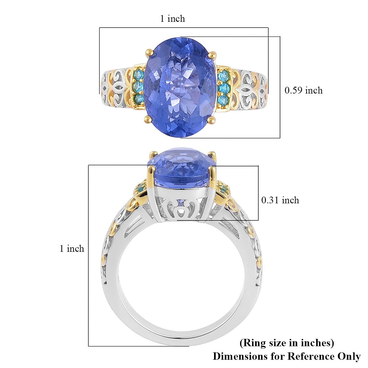 Color Change Fluorite (IR) and Malgache Neon Apatite Ring in Vermeil Yellow Gold and Platinum Over Sterling Silver (Size 7.0) 7.00 ctw image number 5