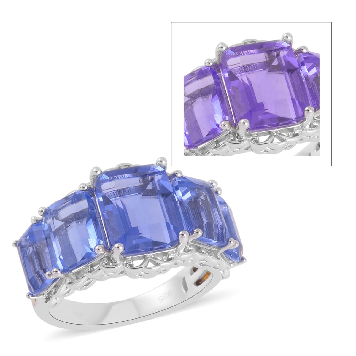 Color Change Fluorite (IR) 5 Stone Ring in Vermeil Yellow Gold and Platinum Over Sterling Silver 10.25 ctw image number 0