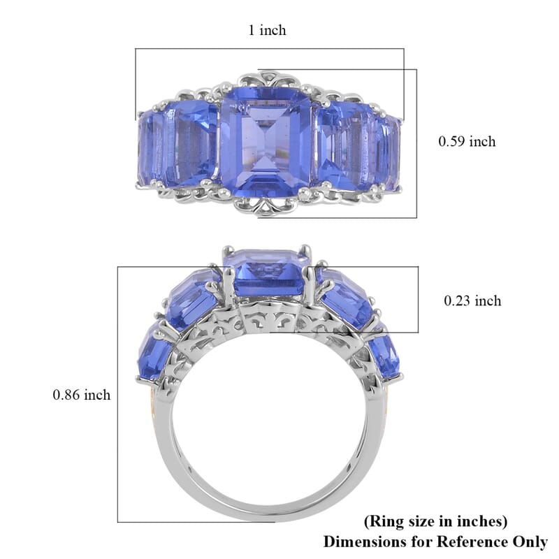 Color Change Fluorite (IR) 5 Stone Ring in Vermeil Yellow Gold and Platinum Over Sterling Silver (Size 10.0) 10.25 ctw