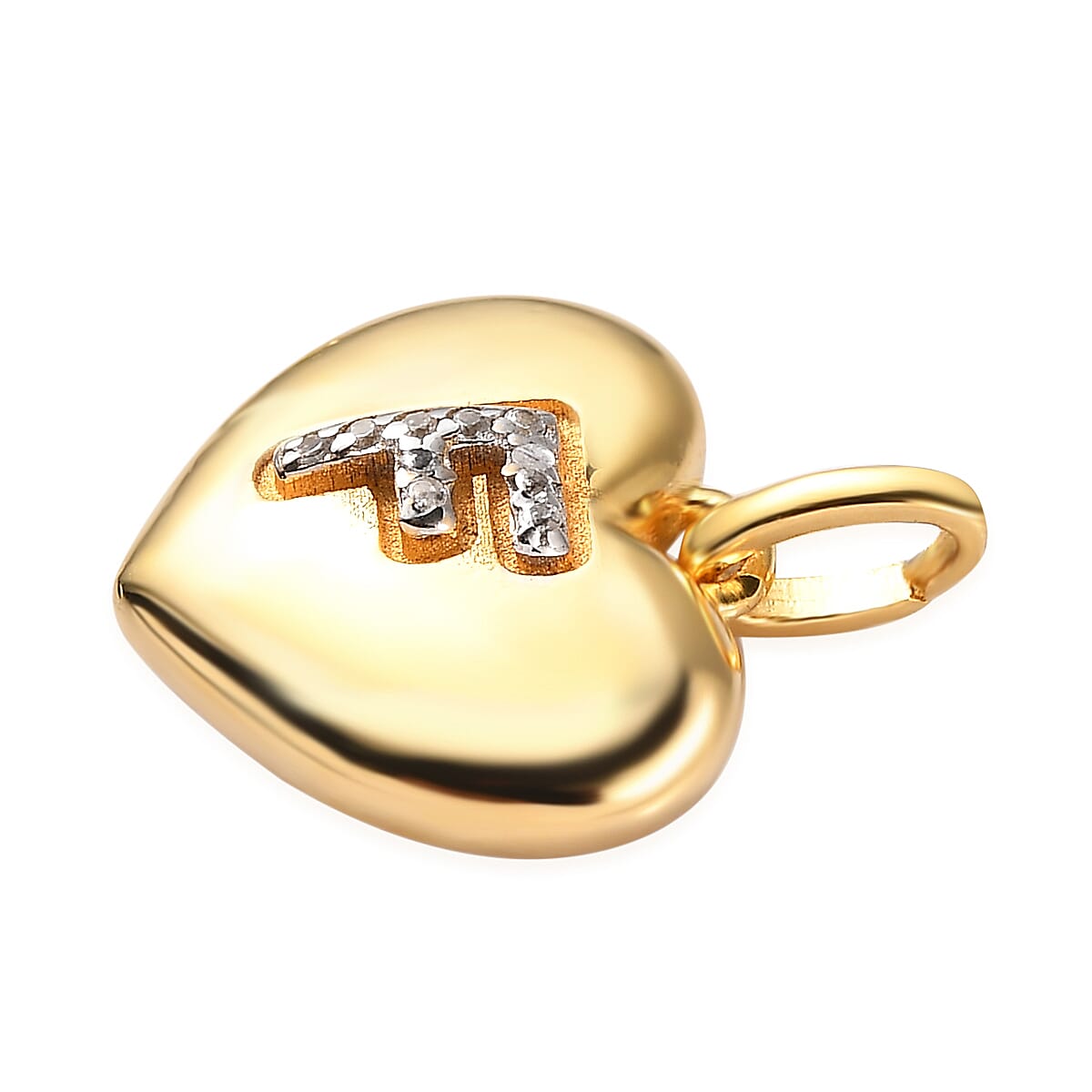 White Zircon Initial F Heart Pendant in Vermeil Yellow Gold Over Sterling Silver 0.07 ctw image number 3
