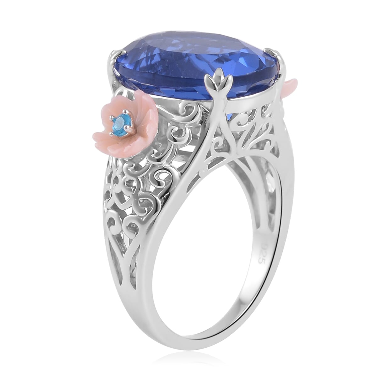 Color Change Fluorite (IR) and Multi Gemstone Ring in Rhodium Over Sterling Silver 12.00 ctw image number 3