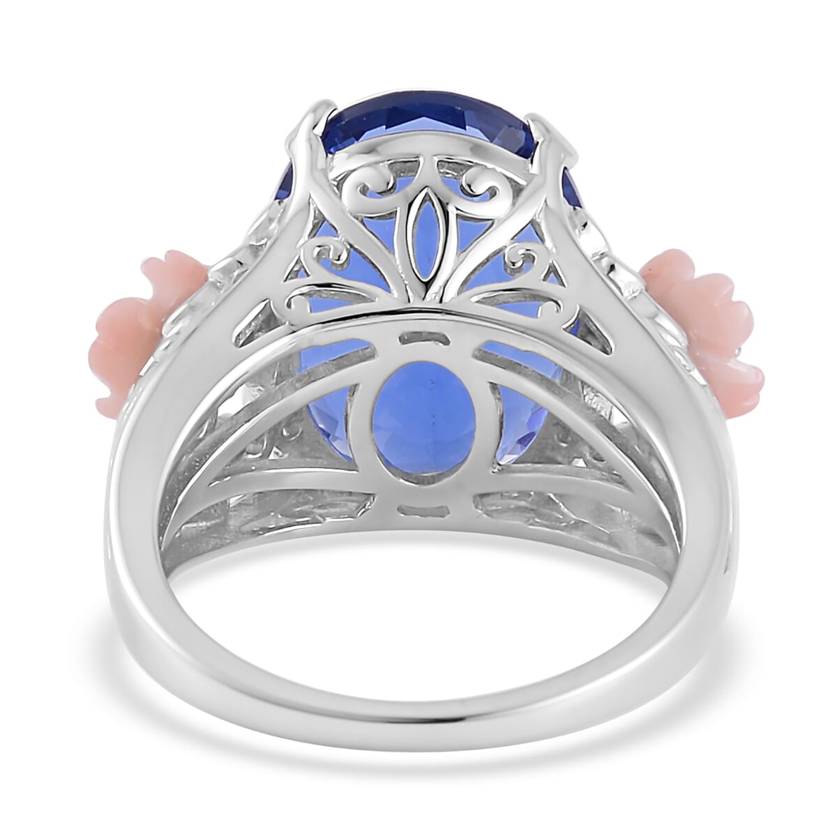 Color Change Fluorite (IR) and Multi Gemstone Ring in Rhodium Over Sterling Silver 12.00 ctw image number 4