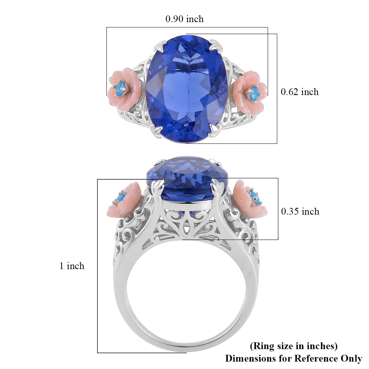 Color Change Fluorite (IR) and Multi Gemstone Ring in Rhodium Over Sterling Silver 12.00 ctw image number 5