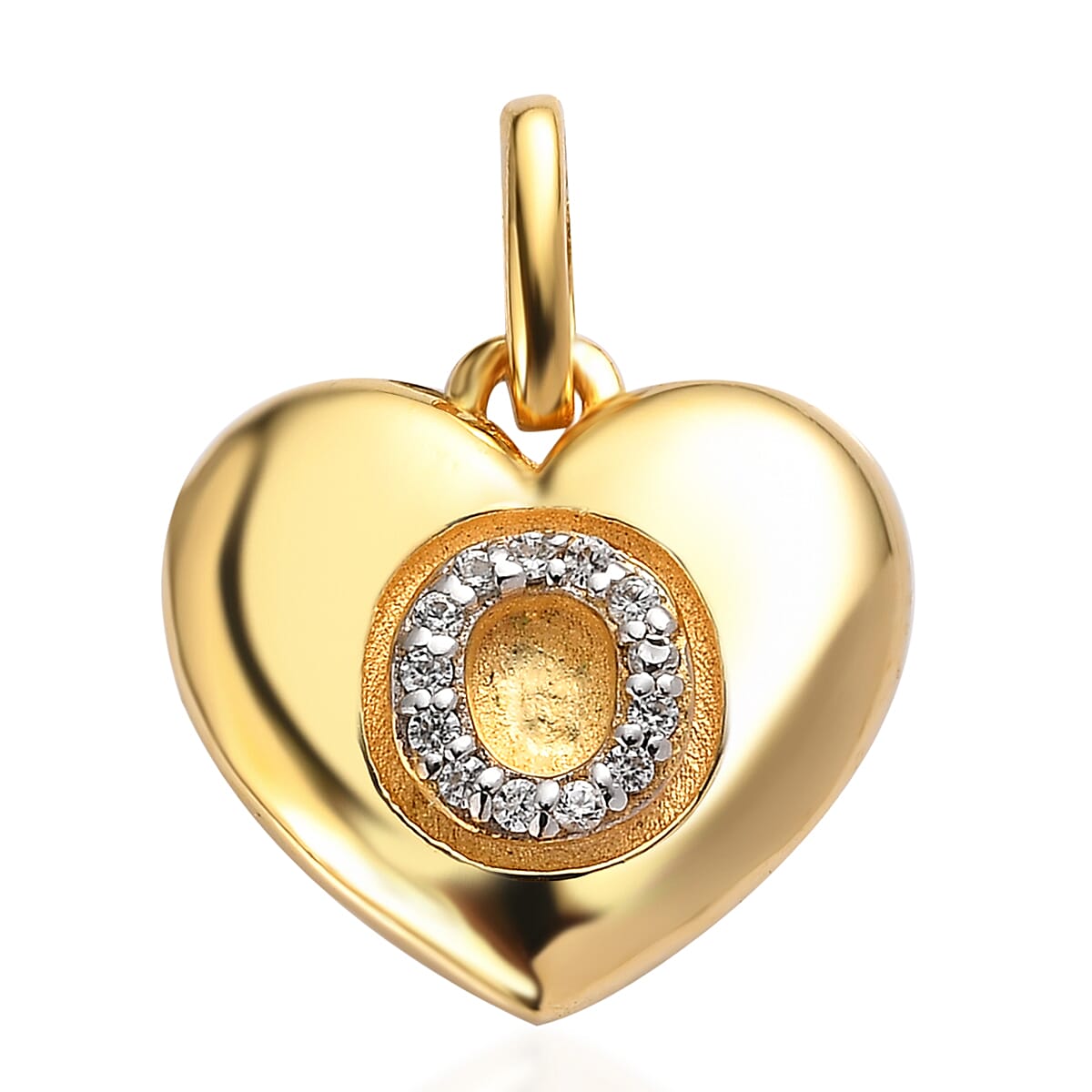 White Zircon Initial A Heart Pendant in Vermeil YG Over Sterling Silver 0.10 ctw