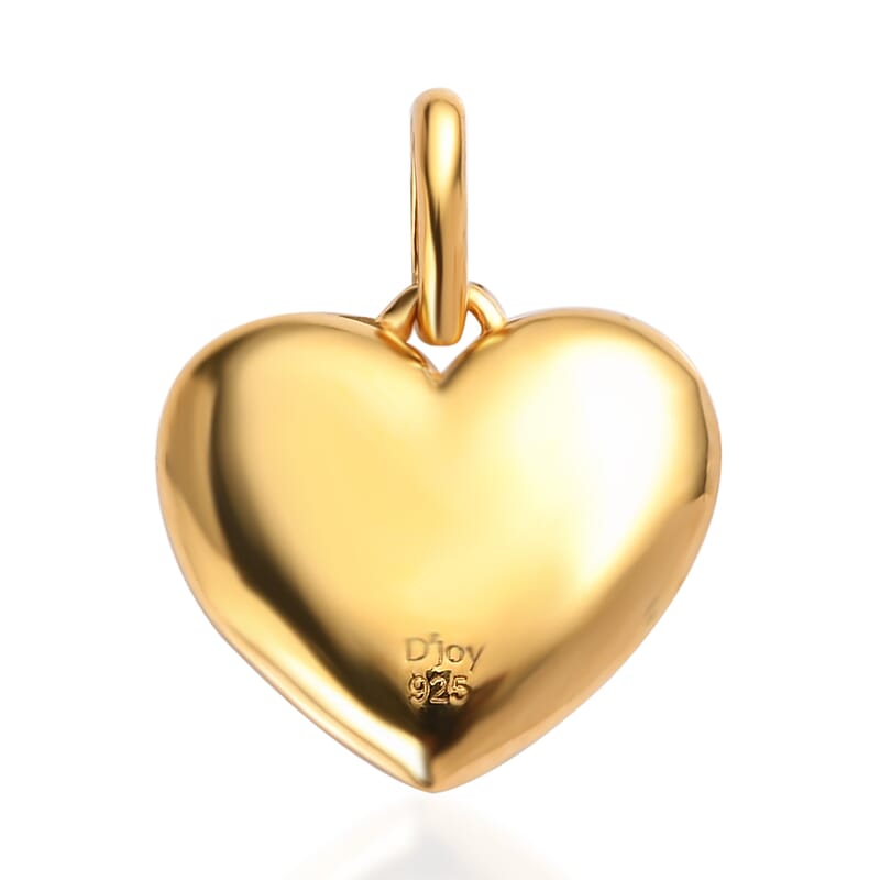 White Zircon Initial O Heart Pendant in Vermeil Yellow Gold Over Sterling Silver 0.08 ctw